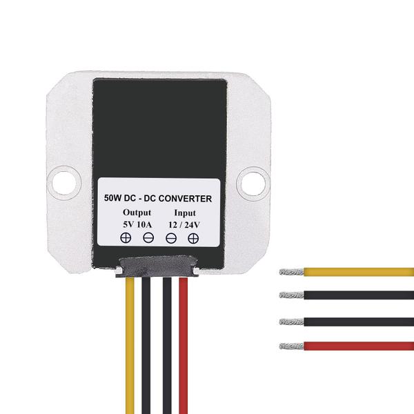 Imagem de Transformador redutor Valefod 12V 24V para 5V 10A 50W DC-DC