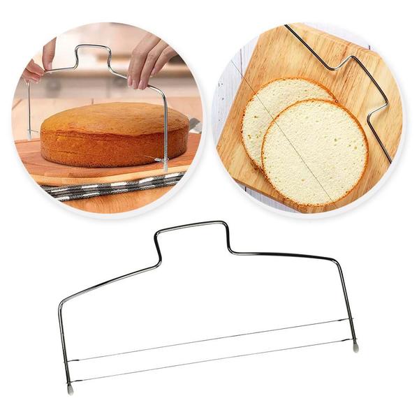 Transforme a decoração dos seus bolos com o nosso cortador nivelador fatiador de bolo ajustável de duas linhas em inox. - UniHome Imagem de Transforme a decoração dos seus bolos com o nosso cortador nivelador fatiador de bolo ajustável de duas linhas em inox.