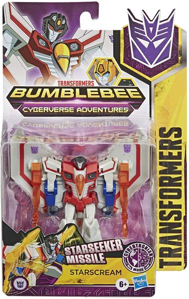 Imagem de Transformers Bumblebee Cyberverse Adventures Action Atacantes Warrior Class Starscream Action Figure, Starseeker Missile Move, 5.4 polegadas