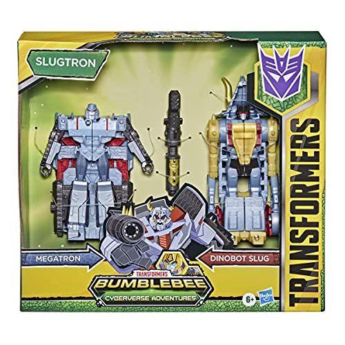 Imagem de Transformers Bumblebee Cyberverse Adventures Dinobots Unam Brinquedos Dino Combiners Slugtron 2-Pack Action Figures, Idades 6 e Up, 4,5 polegadas