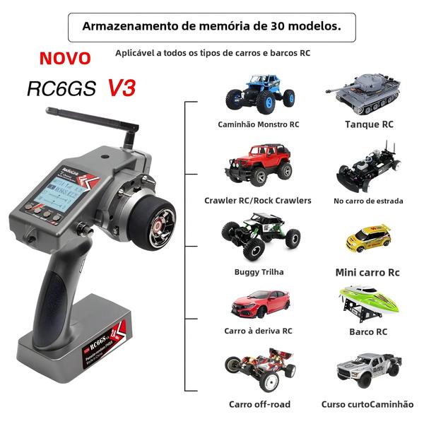 Imagem de Transmissor De Rádio Radiolink RC6GS V3 2.4G De 7 Canais Com Receptor R7FG Giroscópio Telemetria