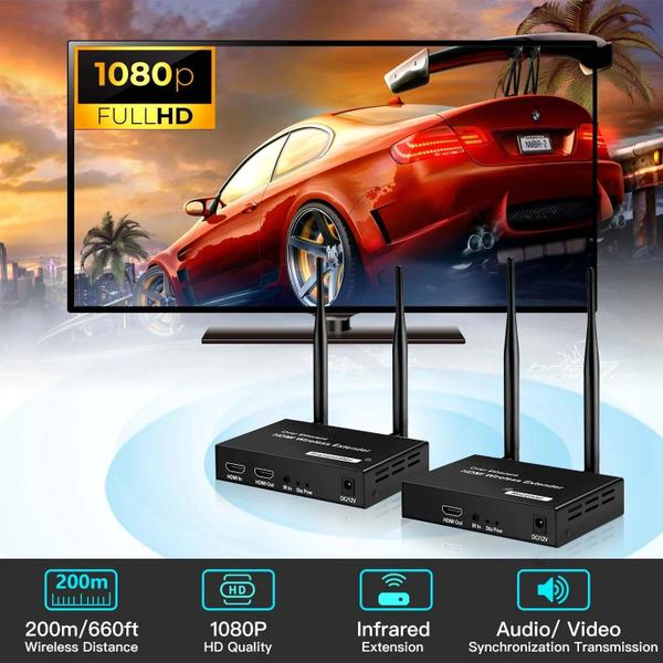 Imagem de Transmissor Hdmi Wireless 1080P 60HZ Sem Fio 200 Metros 5g