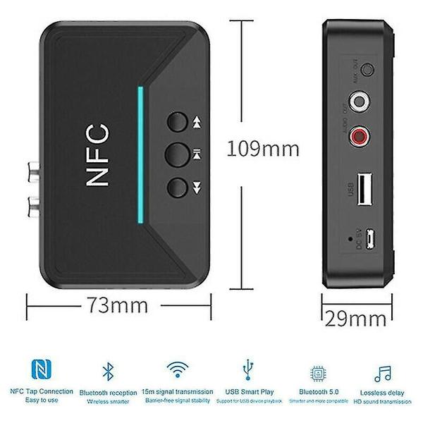 Transmissores Bluetooth receptor transmissor sem fio bluetooth 5.0 rca nfc jack aux usb adaptador de áudio - HUOGUO Imagem de Transmissores Bluetooth receptor transmissor sem fio bluetooth 5.0 rca nfc jack aux usb adaptador de áudio