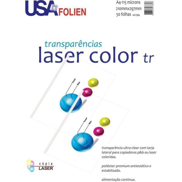 Imagem de Transparência Laser Color C/Tarja Lateral A4 50Fls