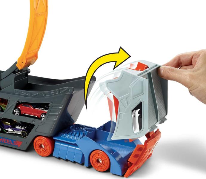 Imagem de Transporter Truck Play Set Loop Launcher para 18 carros a partir de 3 anos