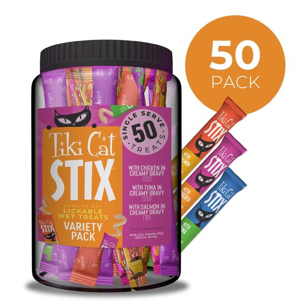 Imagem de Trata a Mousse Tiki Cat Stix, 50 unidades, variedade Mega Jar de 750 ml