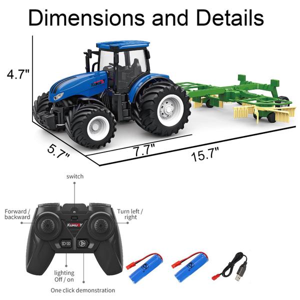 Imagem de Trator agrícola RC Truck KNACKTOYZ com 2 baterias recarregáveis