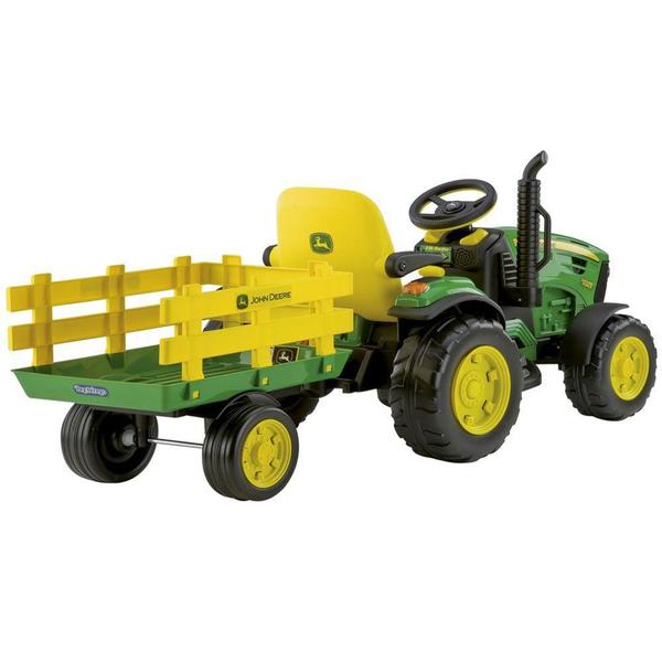 Trator Elétrico John Deere Ground Force 12V com Carretinha - Peg Pérego Imagem de Trator Elétrico John Deere Ground Force 12V com Carretinha