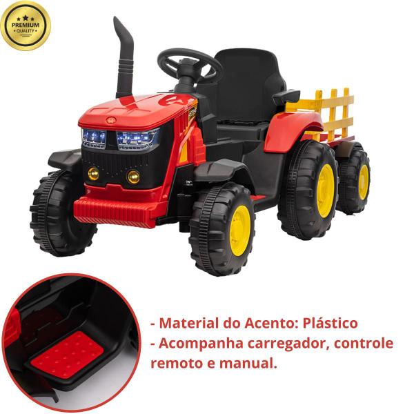 Imagem de Trator Infantil Elétrico 12V Tratorzinho Criança Com Caçamba e Controle Remoto 