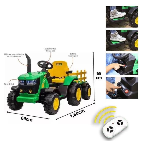 Imagem de Trator Infantil Elétrico com Controle Remoto + Carretinha Zippy Toys