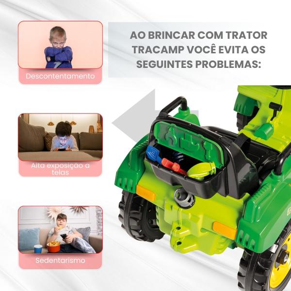 Imagem de Trator Infantil Verde Com Haste Direcionavel 