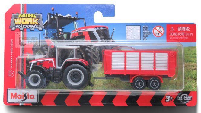 Imagem de Trator Massey Ferguson c/ Carreta - Mini Work Machines - 1/64 - Maisto