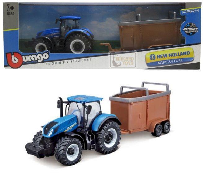 Imagem de Trator New Holland T7.315 c/ Carreta p/ Animais - Agriculture - 1/40 - Bburago