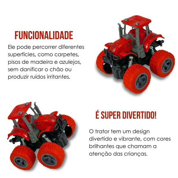 Imagem de Trator Tração 4x4 C/ Motor À Fricção 360 Carro Carrinho - Faz Manobras Super Iradas - Bee Toys