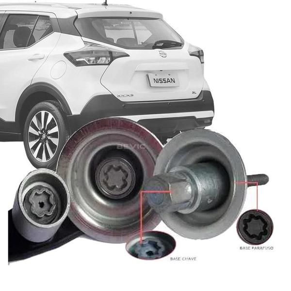 Imagem de Trava Antifurto Anti Roubo Estepe Nissan Kicks R17 Sparelock Com Mais de 10.000 Segredos FT21