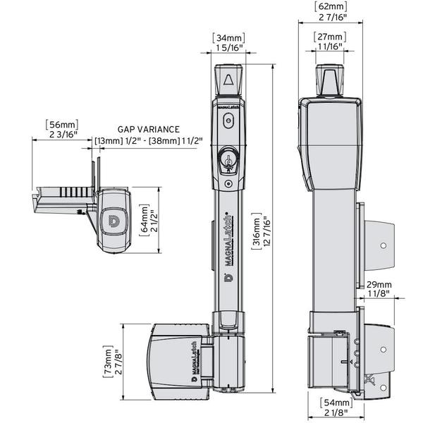 Imagem de Trava de porta D&D Technologies ML3VPKA MagnaLatch Vertical Pull