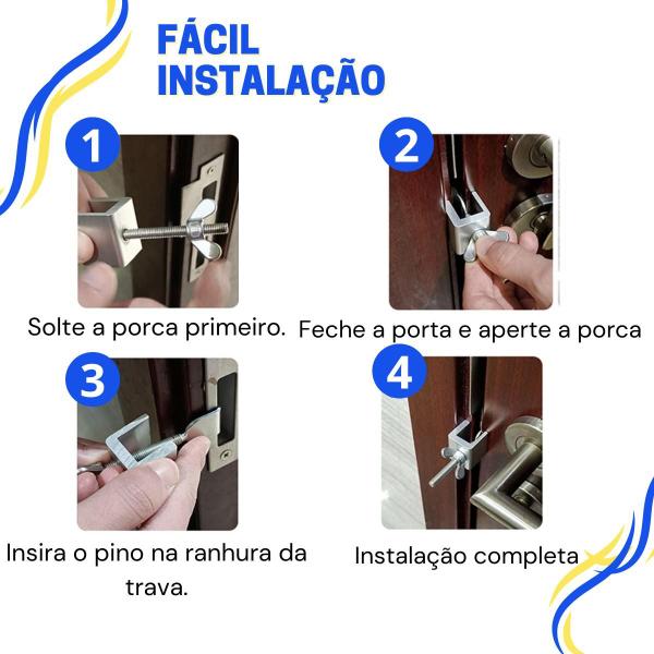 Imagem de Trava De Porta Portátil P/ Hotel Fechadura Universal Interna