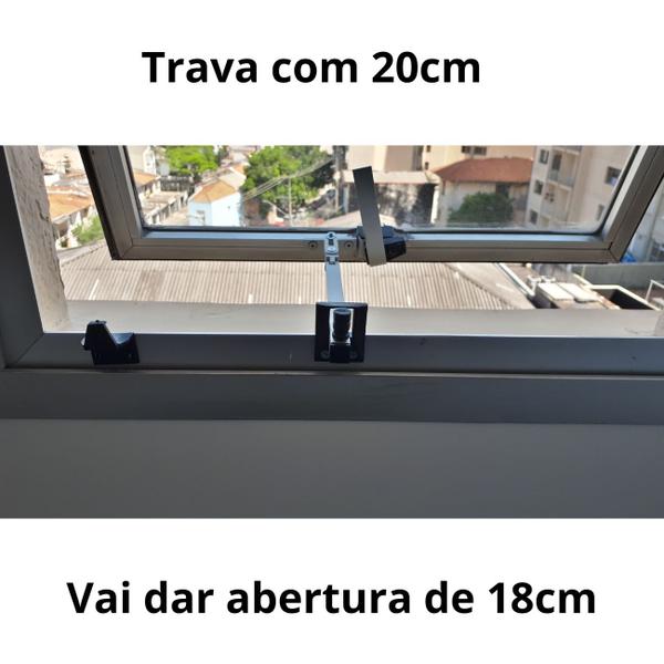 Imagem de Trava janela basculante de alumínio fosca reforçada 20cm