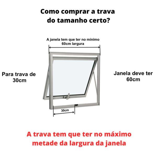 Imagem de Trava limitadora de janela basculante de alumínio Branco reforçado 30cm