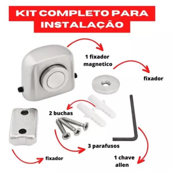 Imagem de Trava Porta Fixador De Porta Aluminio C/ Imã Não Deixa Bater Ideal Acessório