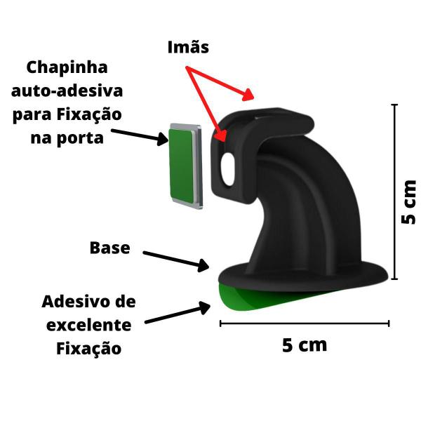 Imagem de Trava Porta Magnético Adesivo De Chão Rodapé - Preto