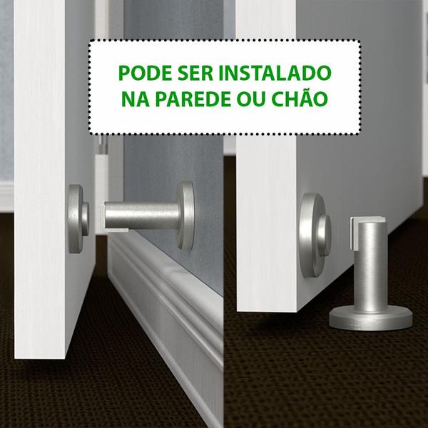 Imagem de Trava Porta Magnetico Chão Parede Aço Prendedor Resistente