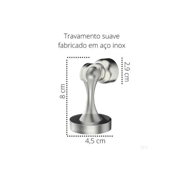 Trava Porta Magnético Piso Parede Eco inox Escovado - Soprano Imagem de Trava Porta Magnético Piso Parede Eco inox Escovado