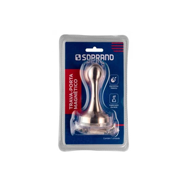 Trava Porta Magnético Piso Parede Eco inox Escovado - Soprano Imagem de Trava Porta Magnético Piso Parede Eco inox Escovado