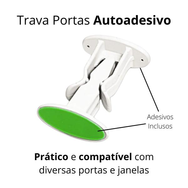 Imagem de Trava Porta Prendedor Fixador Adesivo Prático Rodapé Parede