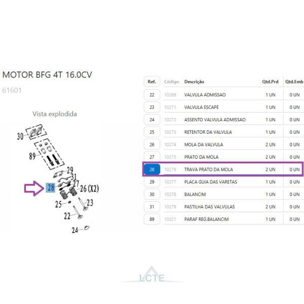 Imagem de Trava Prato Mola do Motor BFG 16.0cv Buffalo Original