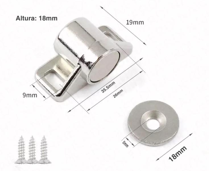 Imagem de Trava Segurança Magnética Porta Armário Fechadura Prateado