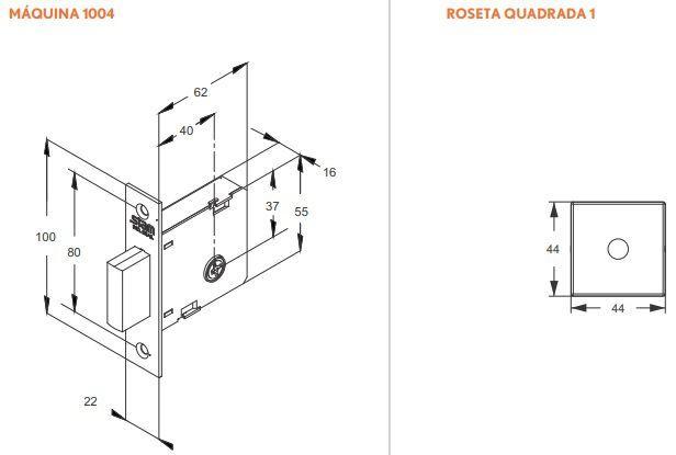 Imagem de Trava Tetra Stam Auxiliar 1004 Inox Cromada RQ1 Quadrada Par