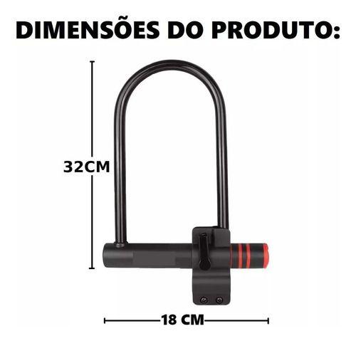 Imagem de Trava Tranca Cadeado Bike Bicicleta Moto U Lock Aço 2 Chaves