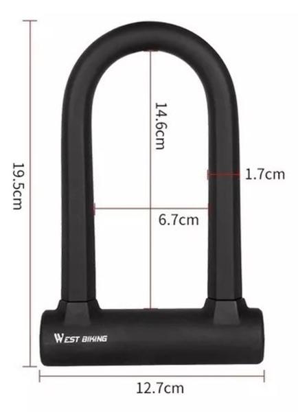 Imagem de Trava Tranca Cadeado Reforçado Bike Bicicleta Moto U Lock Aço 2 Chaves