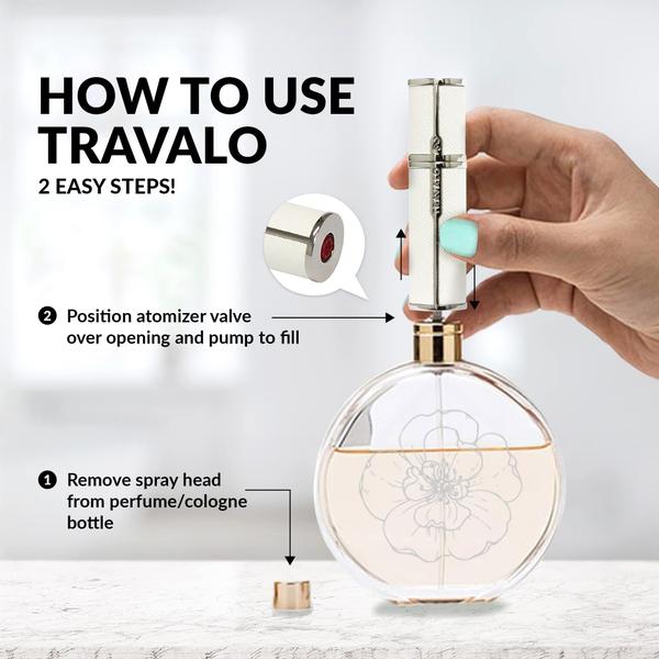 Imagem de Travalo Milano Perfume Atomizador Travel Refill U-Change System TSA Aprovado Reutilizável Fácil Enchimento Fácil Bomba Pulverizador Leve Portátil Vegan Couro w / Metal Polido Outer Shell Hot Pink 0.17oz