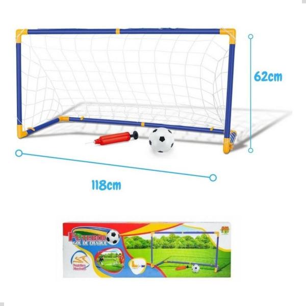 Imagem de Trave De Gol Futebol Infantil Bola Bomba Rede Kit Completo