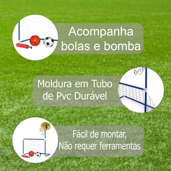 Imagem de Trave Futebol e Basquete 2x1 2 em 1 com Bola e Bomba Pais e Filhos 791862