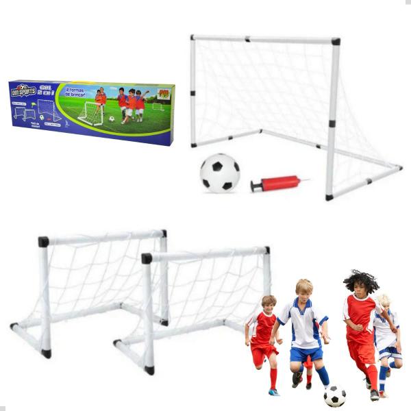 Imagem de Trave Gol Futebol Brinquedo Infantil 2 Em 1 Bola Rede Bomba