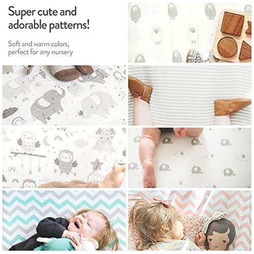 Imagem de Travel Crib Fited Sheets Compatible With Guava Lotus, Baby Bjorn, Dream on Me Travel Crib Light Playard  Encaixa perfeitamente em 24 x 42" Colchão Sem Agrupar  Algodão de Jersey Macia Snuggly  2 Pack