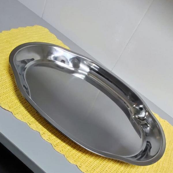 Imagem de Travessa Baixela Oval Aço Inox Reforçado Funda 51cm Grande