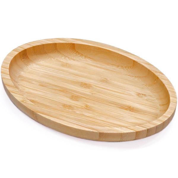 Imagem de Travessa de Bambu 23x15cm Plasvale Petisqueira Bandeja Oval Multiuso para Servir Decorar