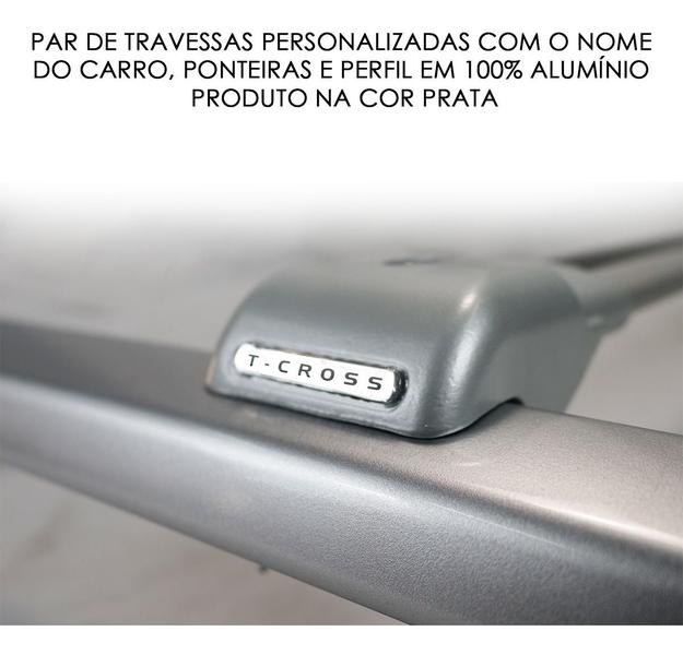 Imagem de Travessa De Teto Personalizada Vw T-Cross S/ Teto Larga Prata Ponteira Em AlumÍNio