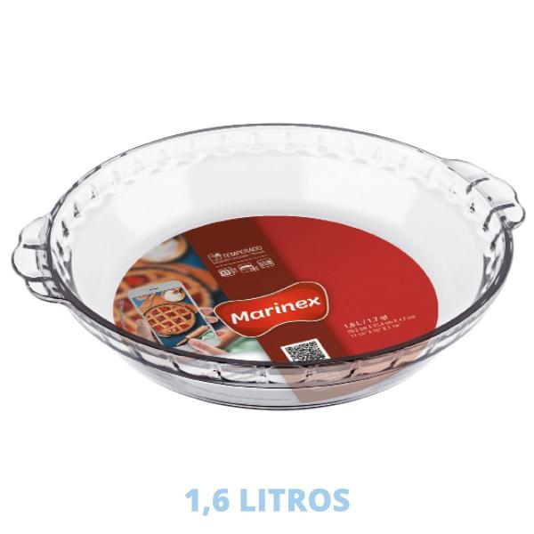 Imagem de Travessa de Vidro Forma Filetada 1,6L Doces Torta Marinex