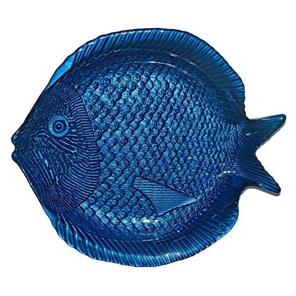 Imagem de Travessa de Vidro Peixe Azul 26x22cm