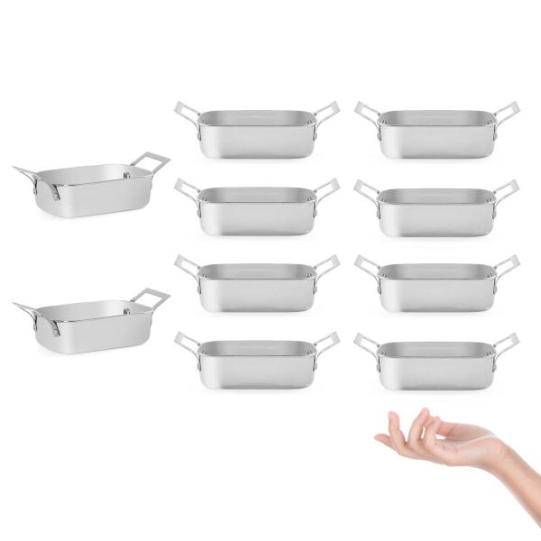 Imagem de Travessa Mini 440ml Alça Inox Couvert Servir Entradas Buffet 10un