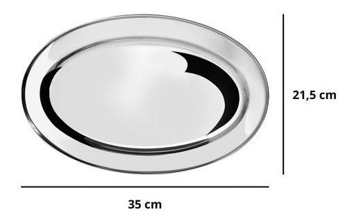 Imagem de Travessa Oval Aço Inox Bandeja Para Servir Porções 35cm