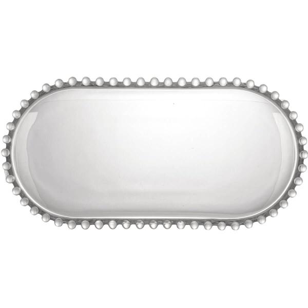 Imagem de Travessa Oval de Cristal Pearl Wolff 30x15x2cm para Mesa Posta Bandeja Prato Decorativo