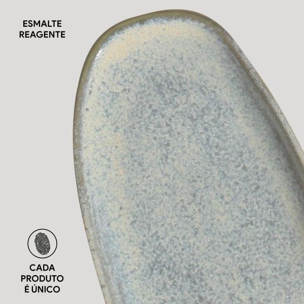 Travessa Oval Rasa Cerâmica Stoneware Green Granite 36x12,5cm - PORTO BRASIL Imagem de Travessa Oval Rasa Cerâmica Stoneware Green Granite 36x12,5cm