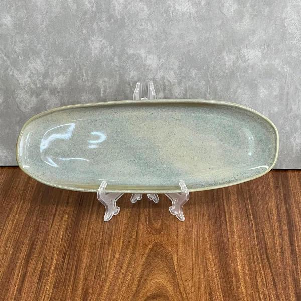 Travessa Oval Rasa Cerâmica Stoneware Green Granite 36x12,5cm - PORTO BRASIL Imagem de Travessa Oval Rasa Cerâmica Stoneware Green Granite 36x12,5cm