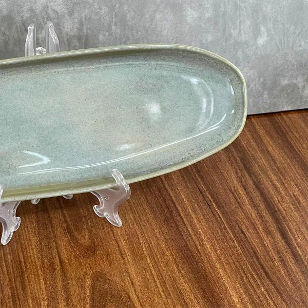 Travessa Oval Rasa Cerâmica Stoneware Green Granite 36x12,5cm - PORTO BRASIL Imagem de Travessa Oval Rasa Cerâmica Stoneware Green Granite 36x12,5cm
